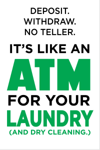 Graphic of Drop N Lock ATM for Your Laundry Sign